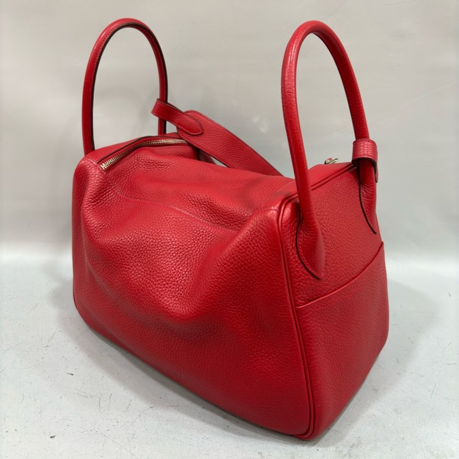 HERMES 紅色 TC皮 銀釦 LINDY 34-8