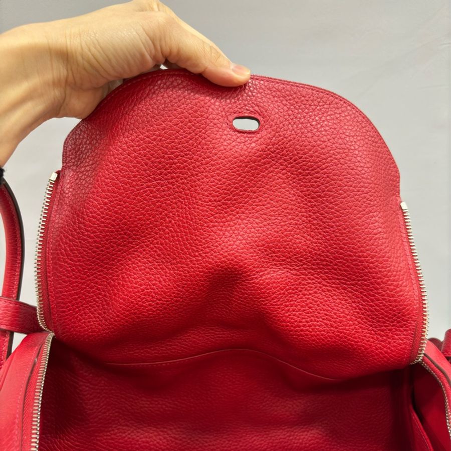 HERMES 紅色 TC皮 銀釦 LINDY 34-18