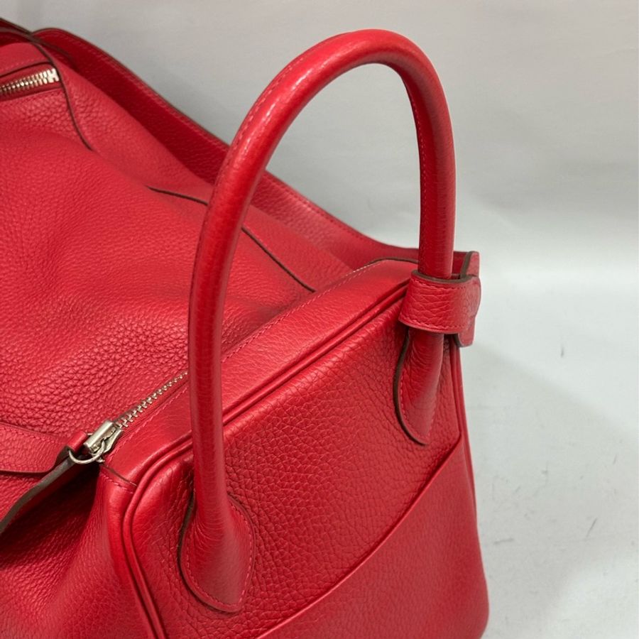 HERMES 紅色 TC皮 銀釦 LINDY 34-22