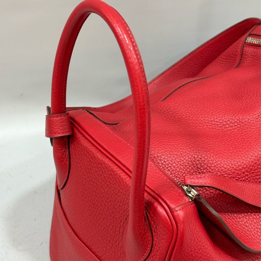 HERMES 紅色 TC皮 銀釦 LINDY 34-23