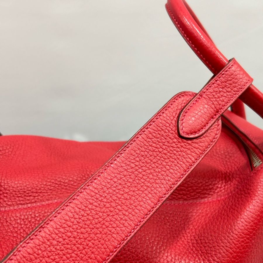 HERMES 紅色 TC皮 銀釦 LINDY 34-24