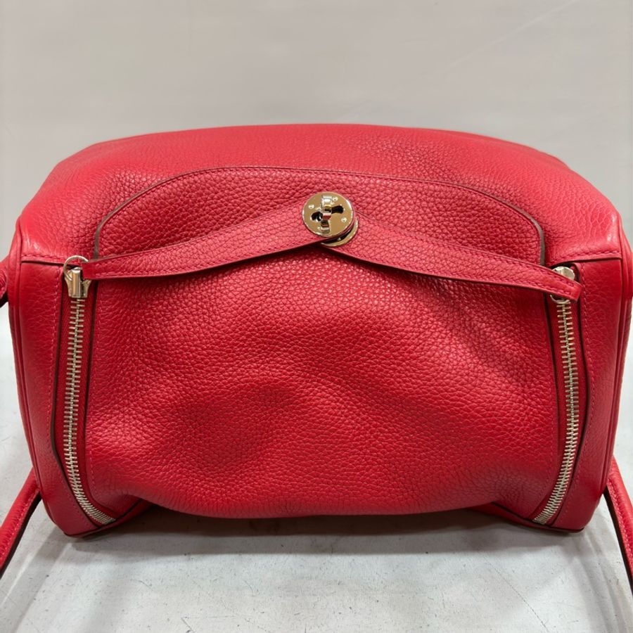 HERMES 紅色 TC皮 銀釦 LINDY 34-26