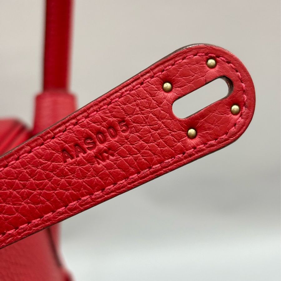 HERMES 紅色 TC皮 銀釦 LINDY 34-37