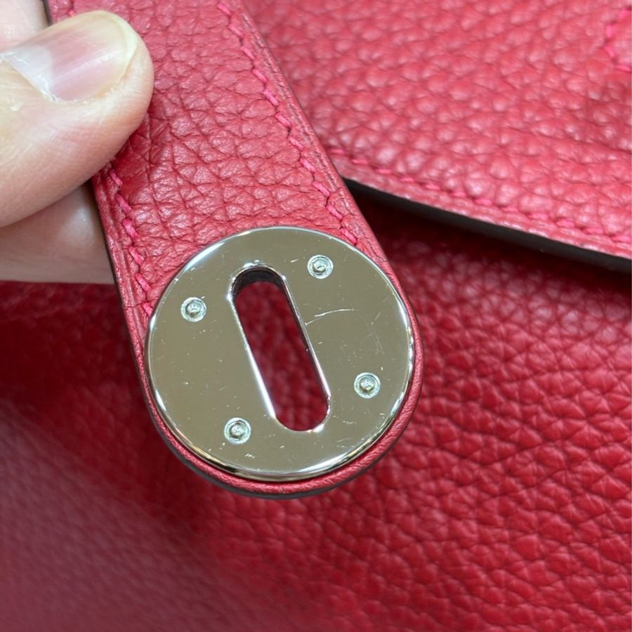 HERMES 紅色 TC皮 銀釦 LINDY 34-38