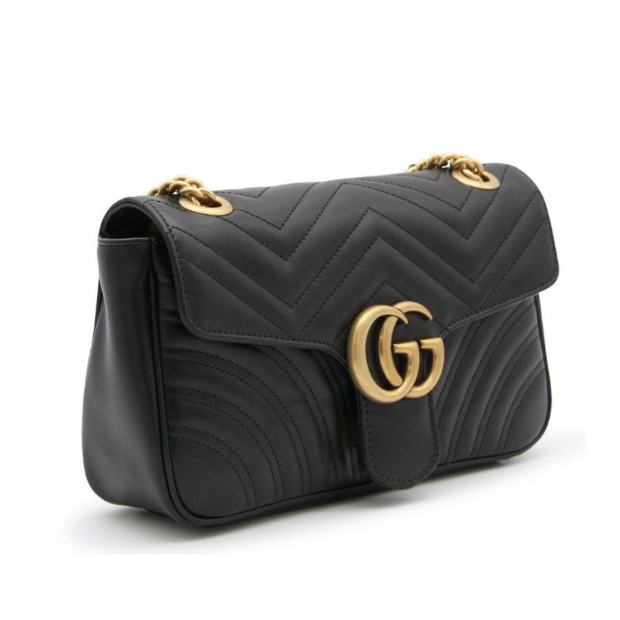 【GUCCI 古馳】GG Small Marmont 皮革 小款 肩背包 黑色 443497-1