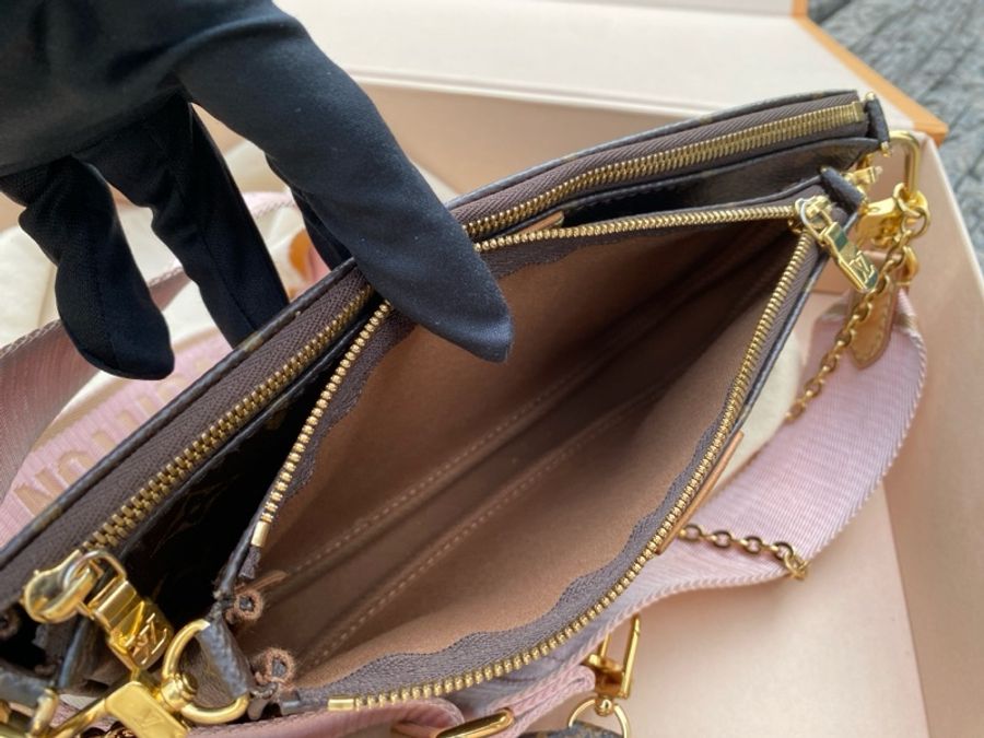二手LV Multi Pochette Accessoires粉色背帶五合一麻將包腋下包M44840-18