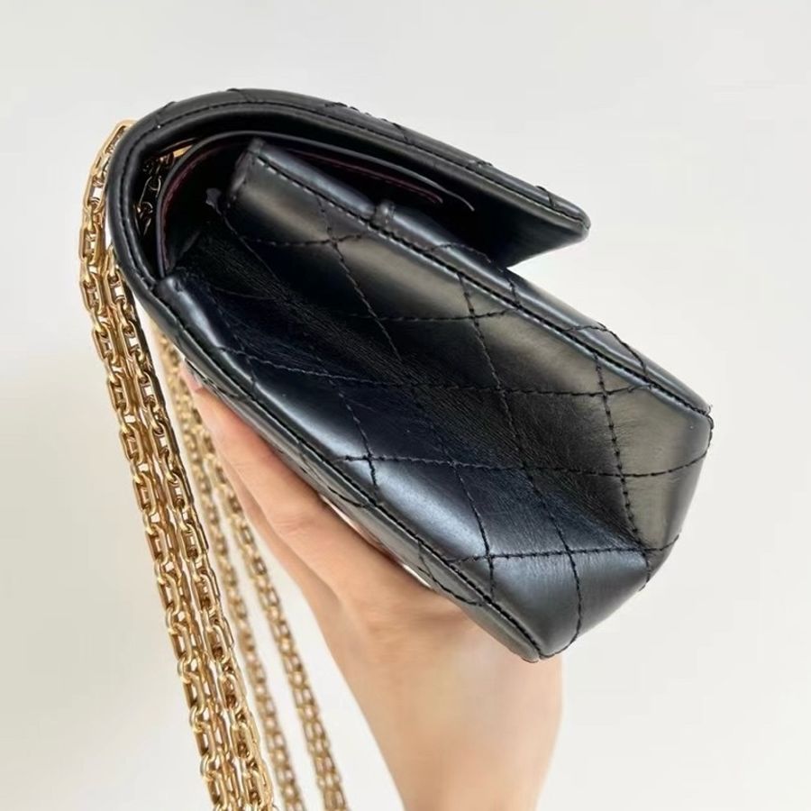 Chanel 2.55 黑金 small size-4