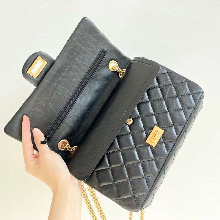 Chanel 2.55 黑金 small size-5