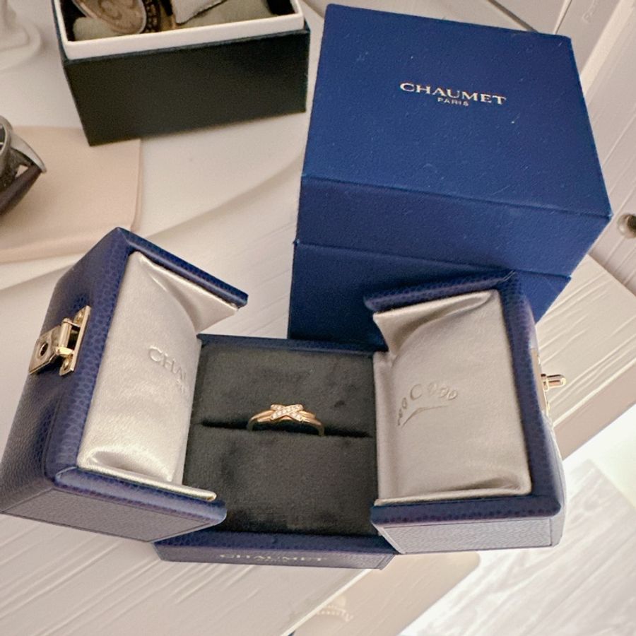 CHAUMET JEUX DE LIENS 戒指 18K玫瑰金鑽石戒指-0