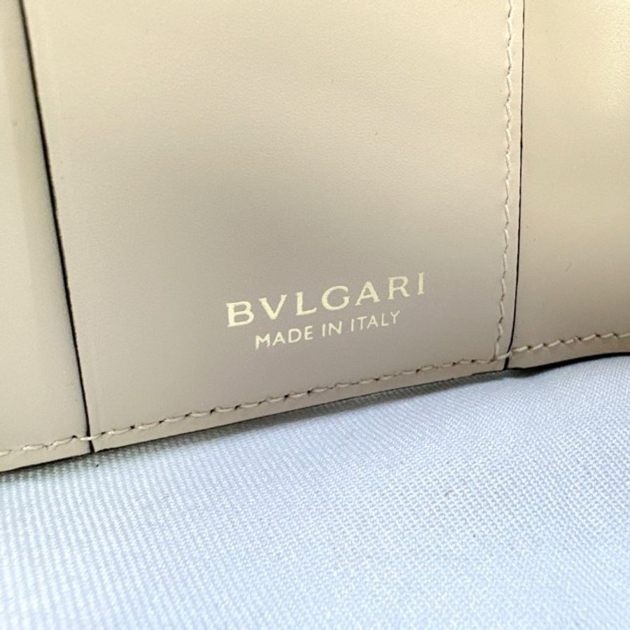 BVLGARI 全新閃金水蛇皮三折短夾-10