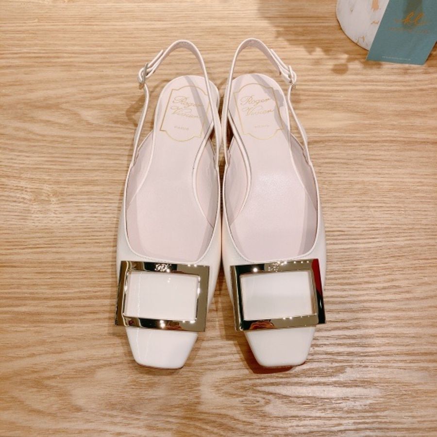 Roger Vivier 白色方扣 Slingback 38-3