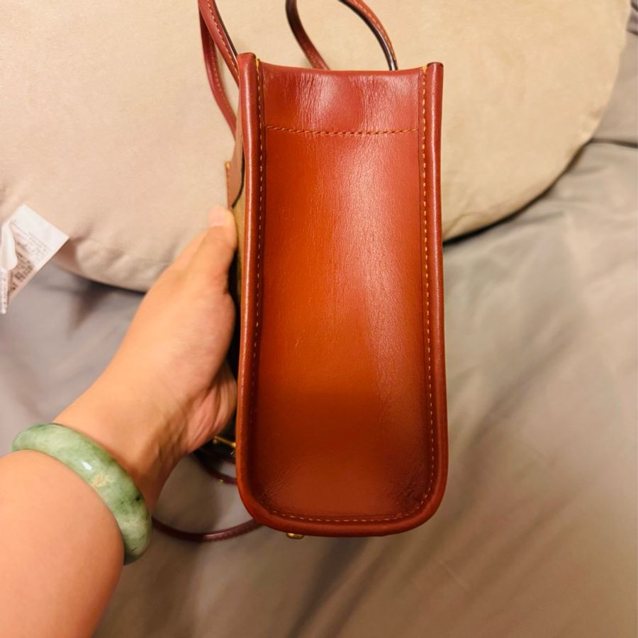 二手 COACH 塗層帆布印花迷你托特手袋 手機包 小廢包-6