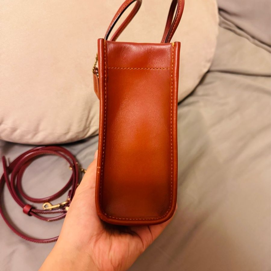 二手 COACH 塗層帆布印花迷你托特手袋 手機包 小廢包-7