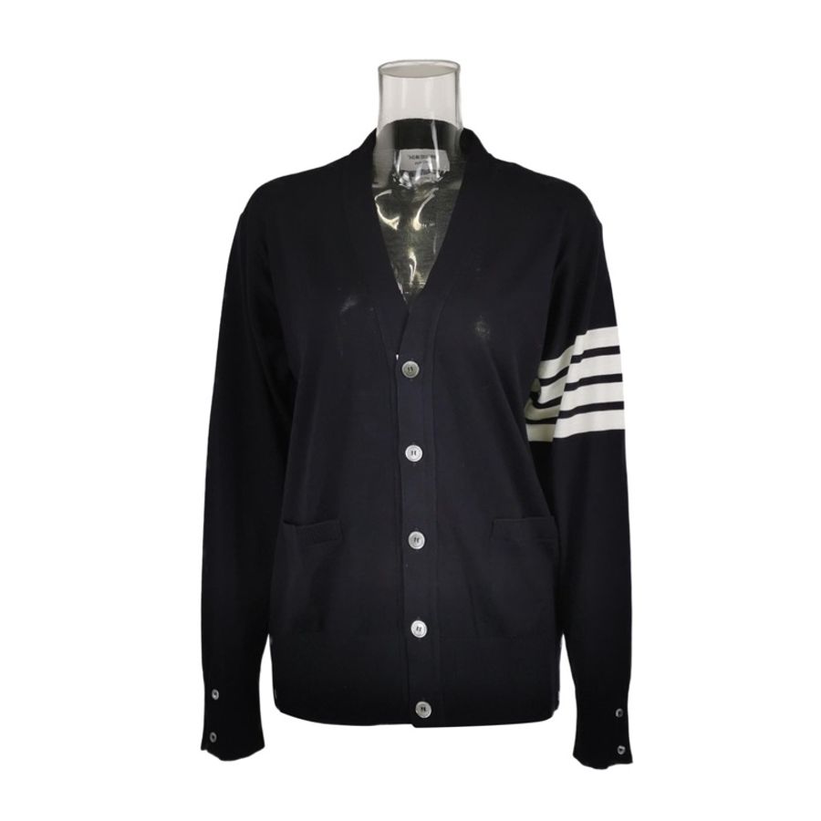 Thom Browne 羊毛單排扣V領針織衫3碼-0