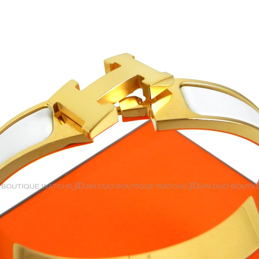 金鐸精品~C774 HERMES 愛馬仕 CLic H窄版白色琺瑯手環-4