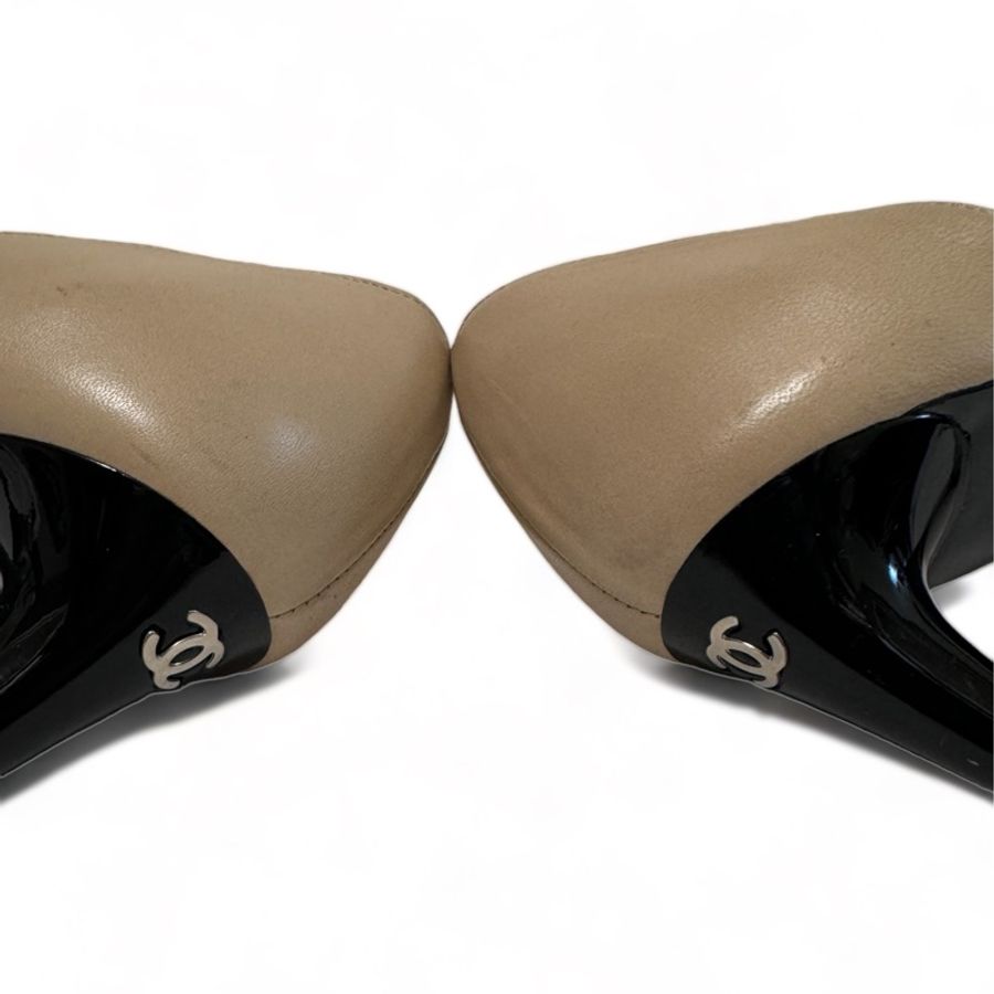 🍒CHANEL 經典雙色高跟鞋 size:37.5 / 2F240127-2-13