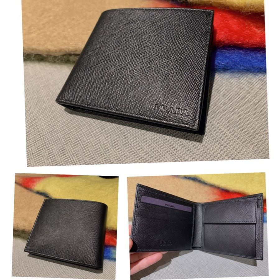 全新優惠Prada Saffiano摩洛哥皮男用零錢短夾/黑色-歐洲帶回-3