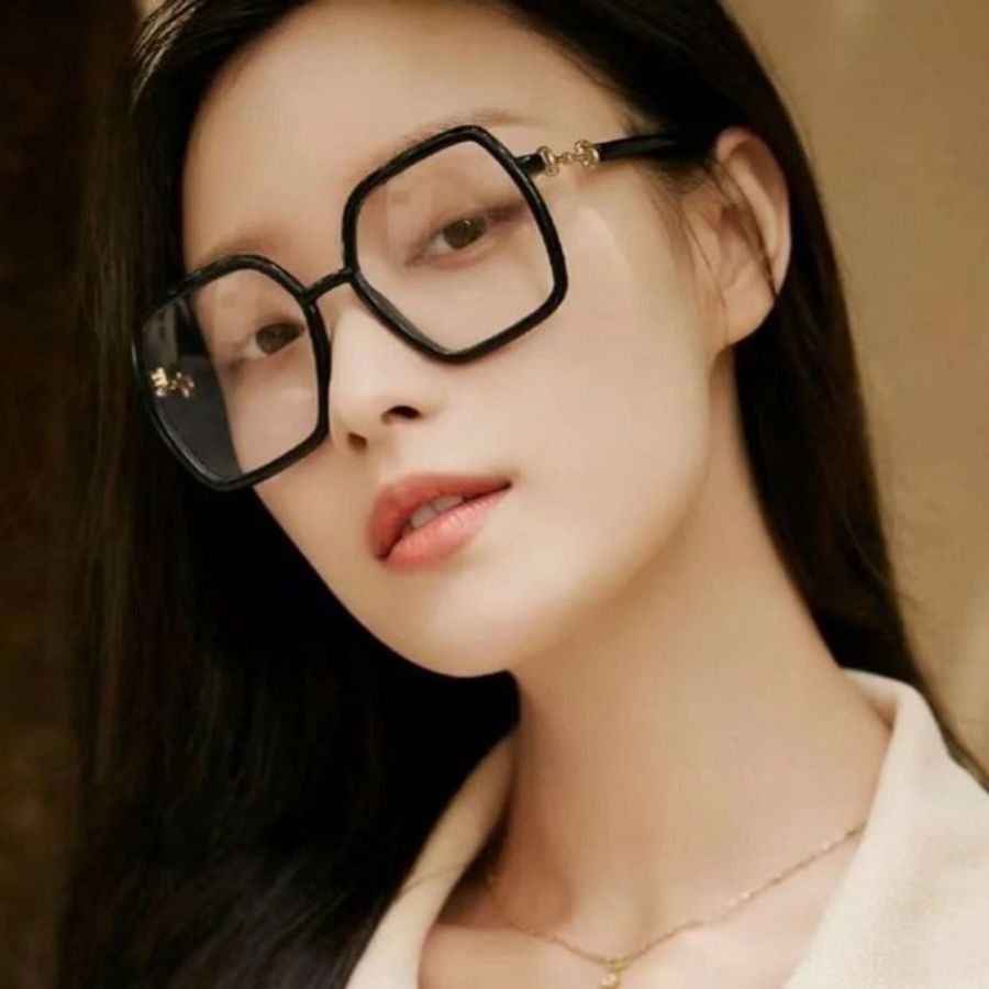 Gucci 倪妮廣告主打款 黑金竹節logo 大方框「抗藍光」平光眼鏡 可配度數 專櫃16800-0