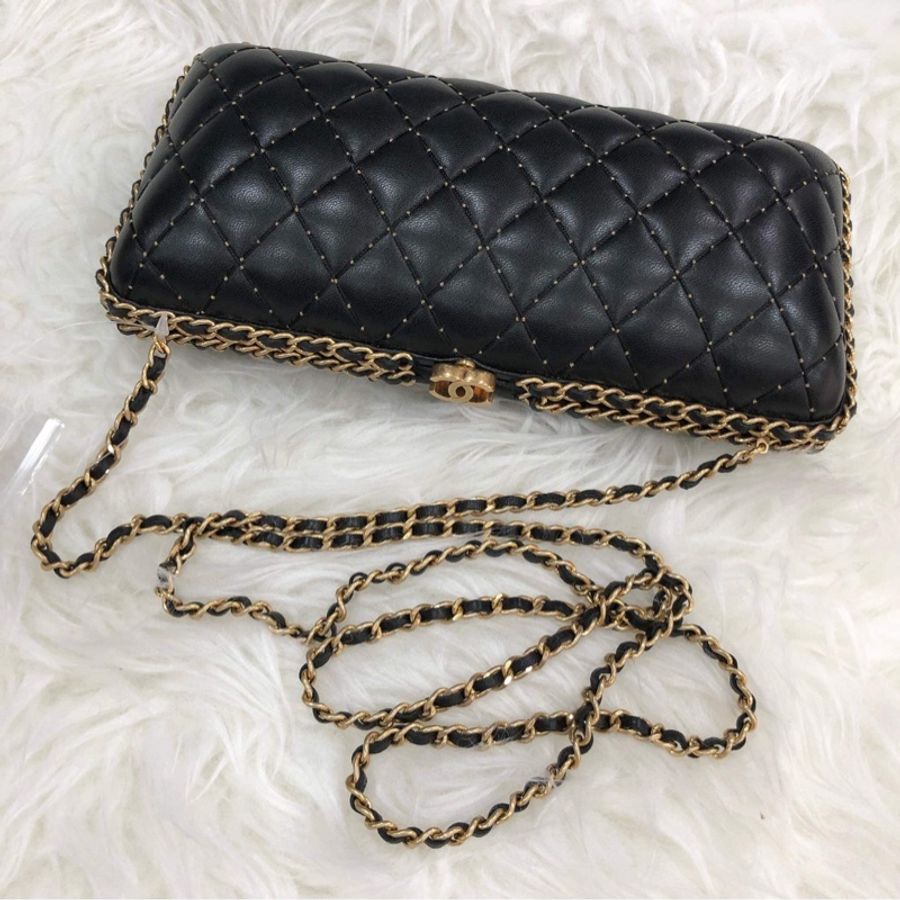 Chanel小羊皮晚宴包、附鏈可肩揹-7
