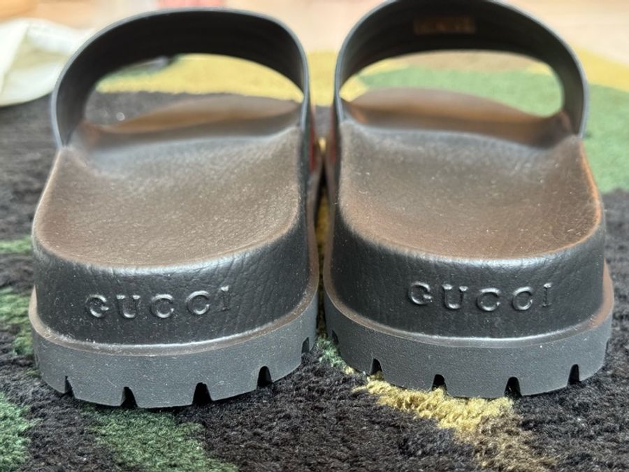 Gucci 男士織帶皮革涼鞋-4