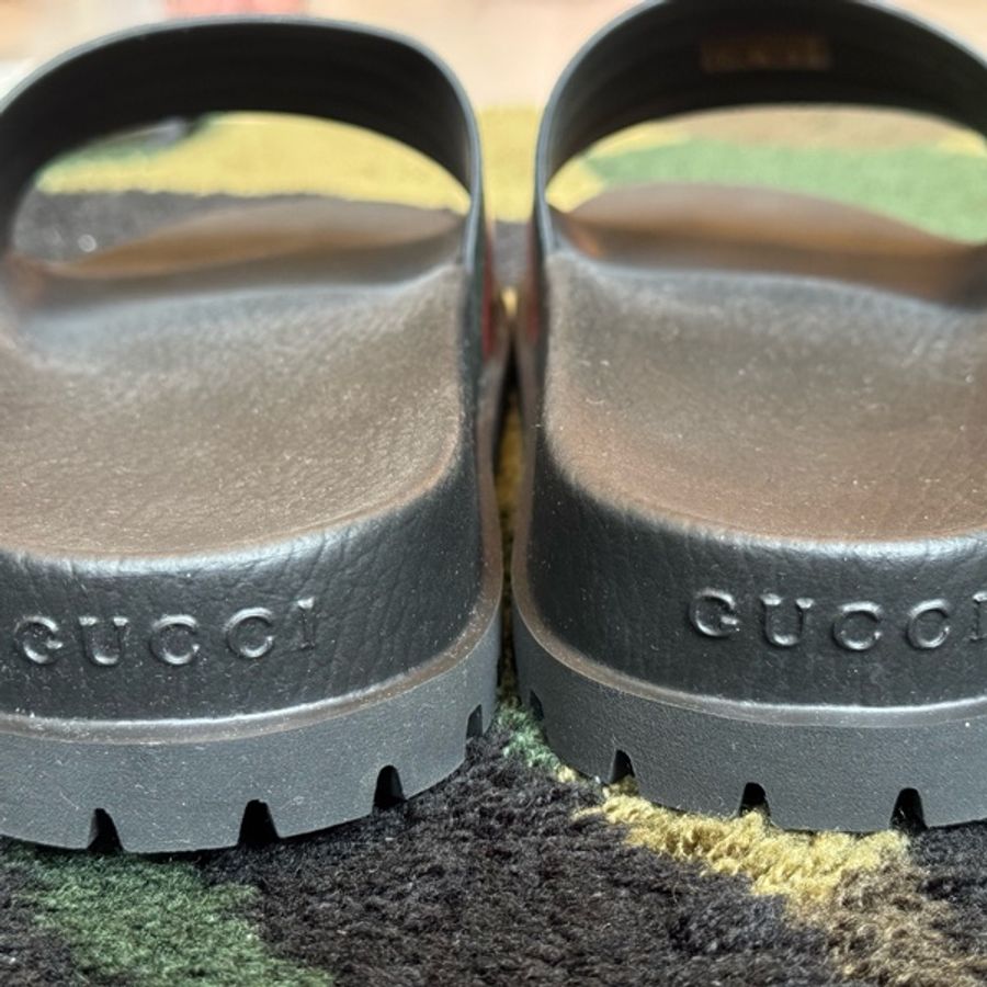 Gucci 男士織帶皮革涼鞋-10