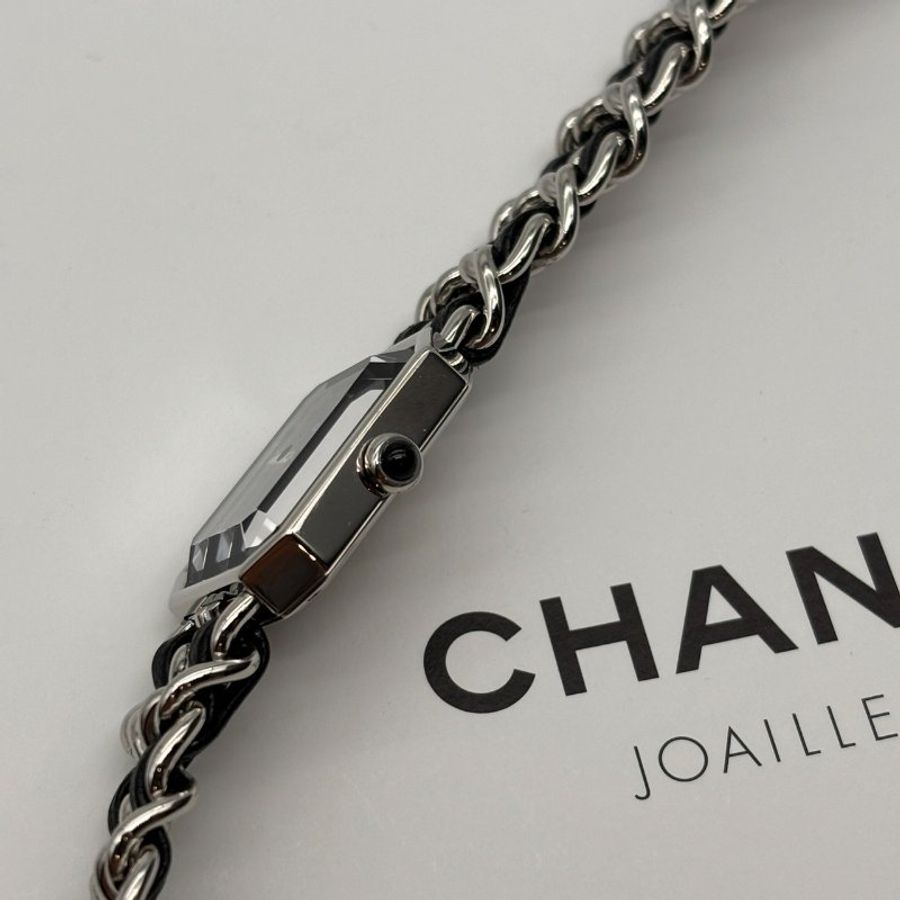 CHANEL 香奈兒 銀色皮穿鍊 premiere首映錶 L號 石英錶/手錶-2