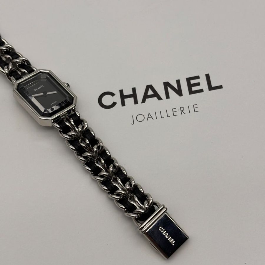 CHANEL 香奈兒 銀色皮穿鍊 premiere首映錶 L號 石英錶/手錶-7