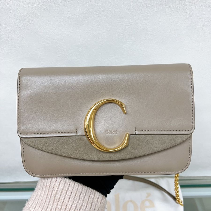 Chloe C clutch with chain 灰色 C釦鏈條包/ 斜挎單肩包-1
