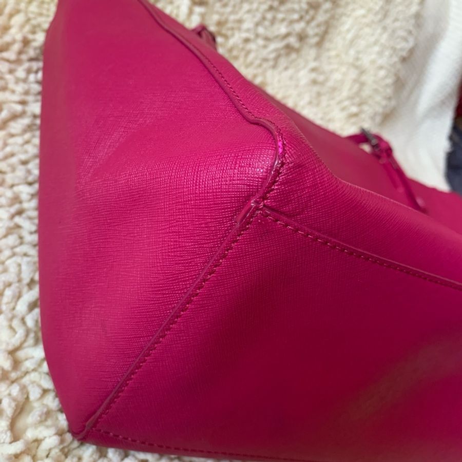 【二手私物】TORY BURCH 大型托特包 深色桃紅 購於日本 稀有品-34