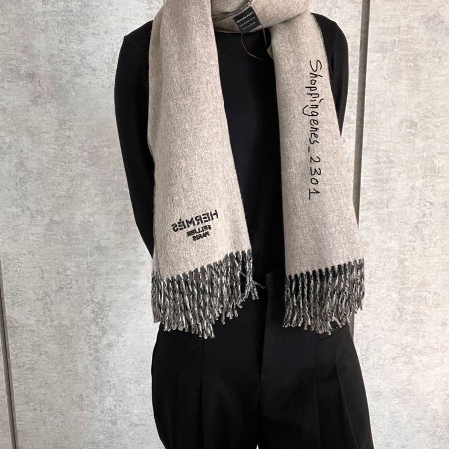 🈚️已售出🈚️Hermès double face 愛馬仕 雙面 圍巾 喀什米爾羊絨 披肩-4