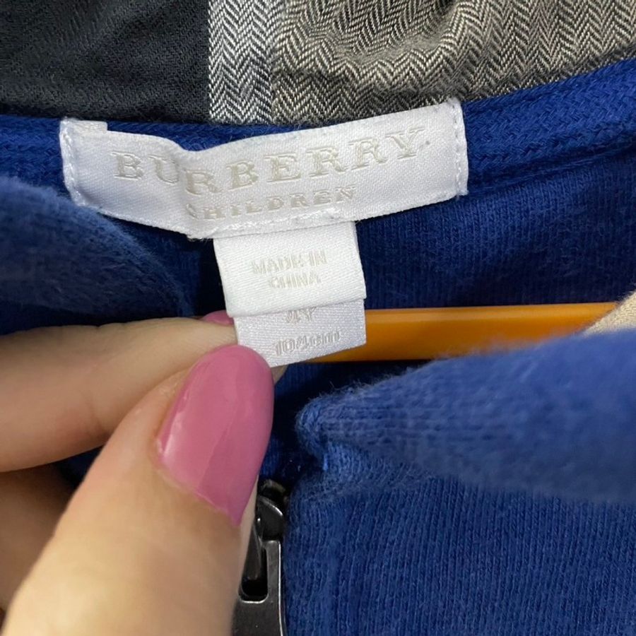 BURBERRY經典大戰馬童裝連帽外套(藍)-2