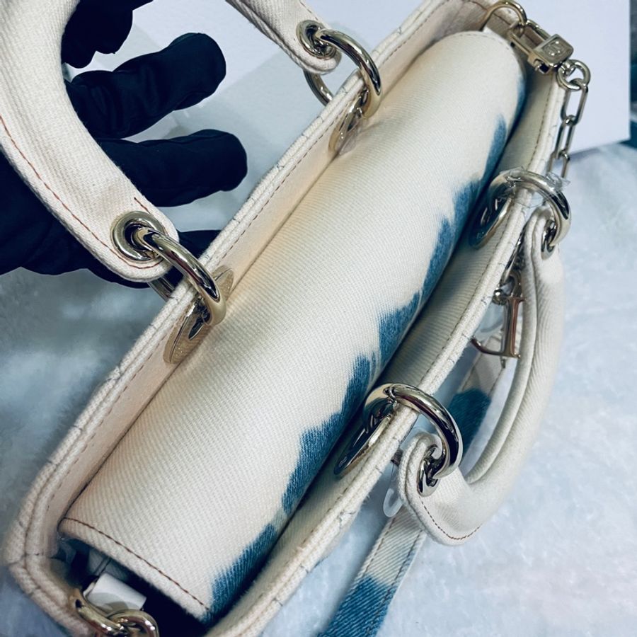 Dior全新 紮染籐格紋丹寧牛仔MEDIUM LADY D-JOY BAG-1