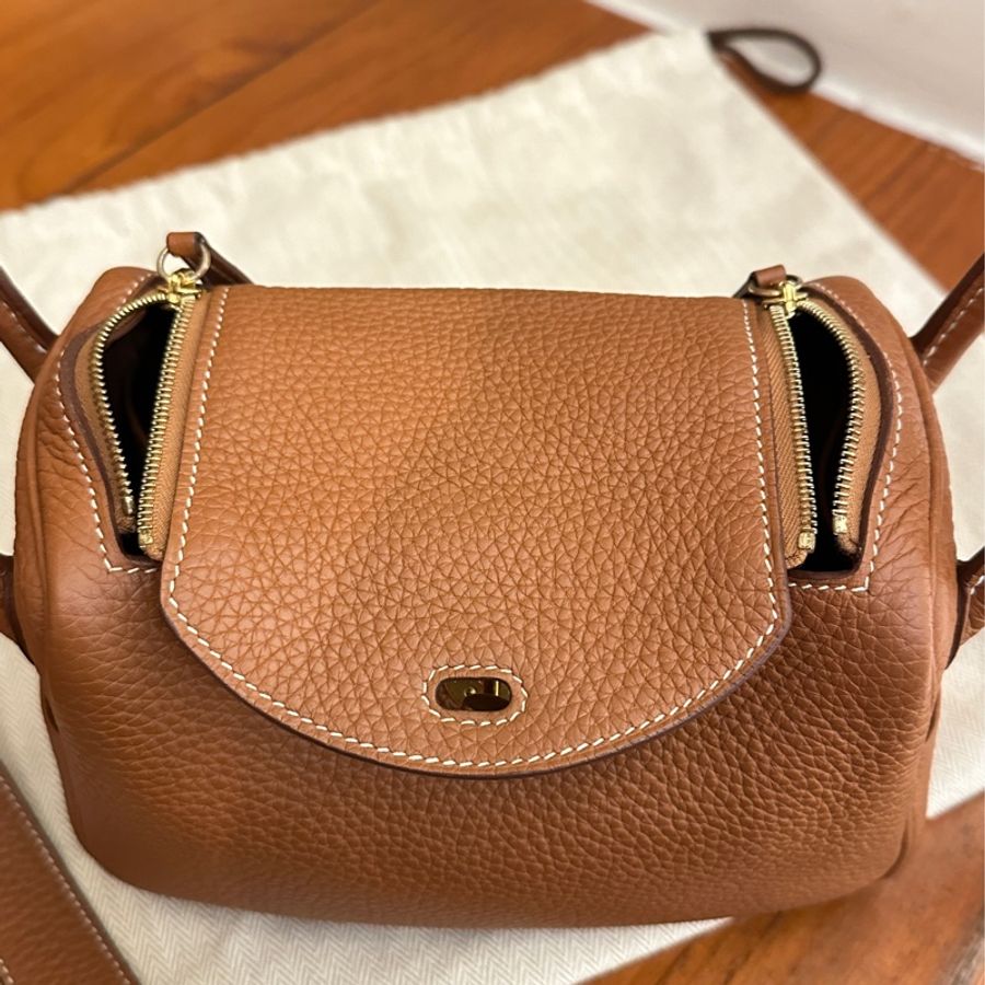 HERMES 金棕金釦MINI LINDY-14