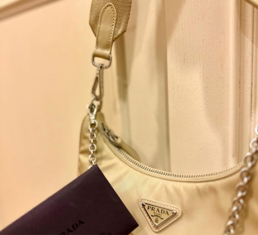 prada hobo三合一沙色-1