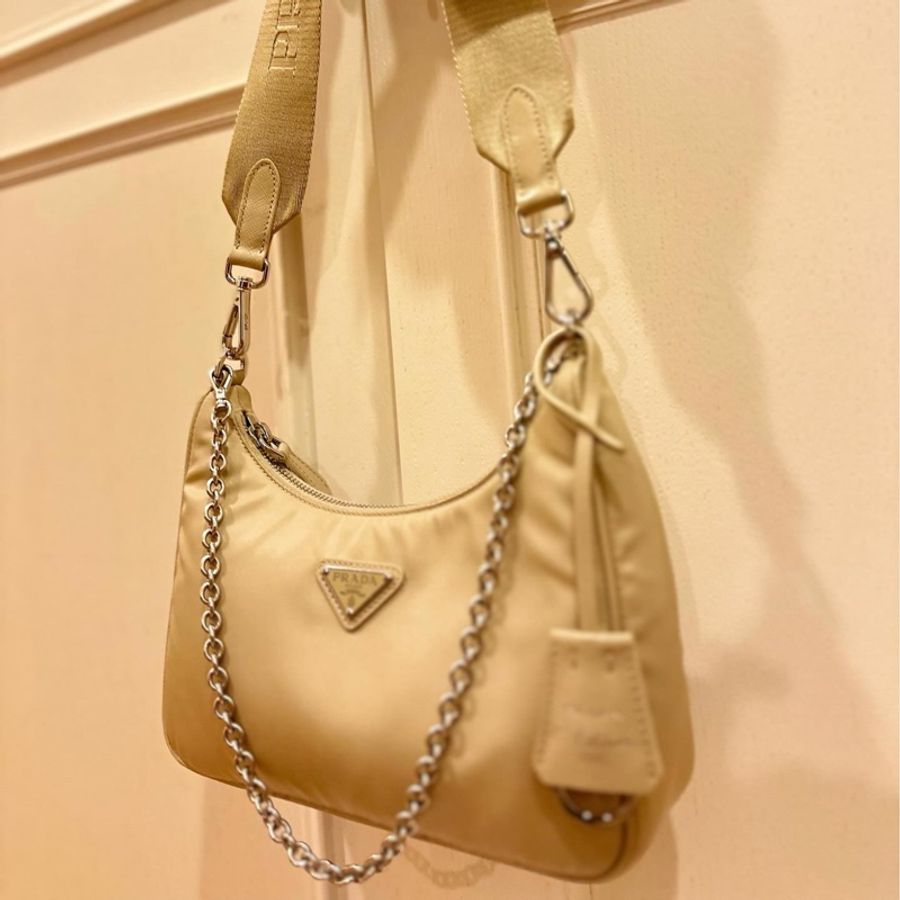 prada hobo三合一沙色-3