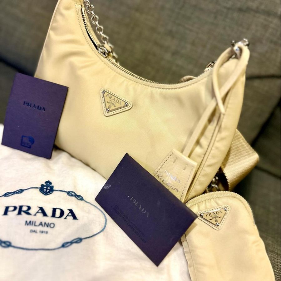 prada hobo三合一沙色-9