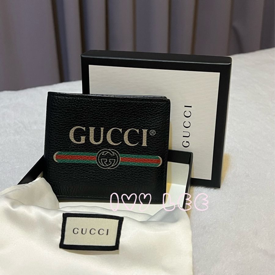 GUCCI 古馳496309 經典黑色全皮 LOGO 圖案 短夾 近新二手精品-14