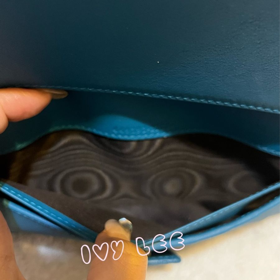 GUCCI   Guccissima 449393 經典雙G壓紋牛皮扣式長夾 藍綠色系 二手精品-3