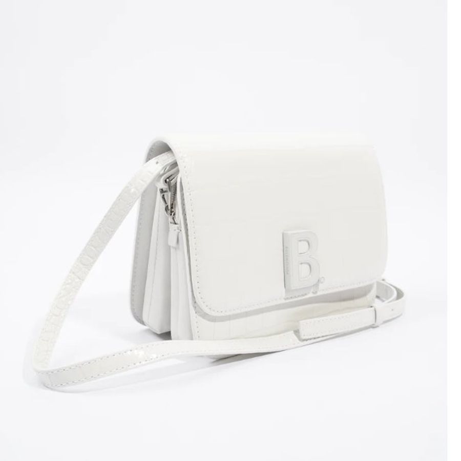 【預購】Balenciaga 巴黎世家 B LOGO鱷魚紋小牛皮風琴兩用小方包(白色) 豆腐包 斜背包 側背包 肩背包 單肩包 手提包 手拿包-2