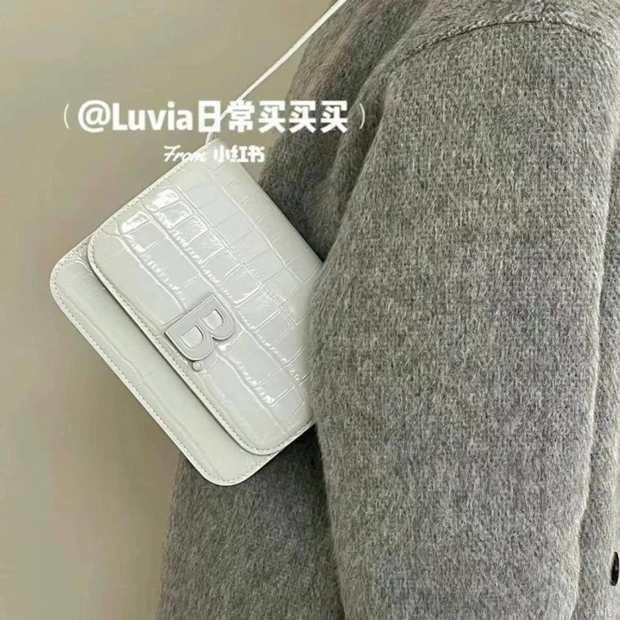 【預購】Balenciaga 巴黎世家 B LOGO鱷魚紋小牛皮風琴兩用小方包(白色) 豆腐包 斜背包 側背包 肩背包 單肩包 手提包 手拿包-5