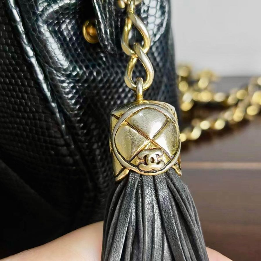 Chanel Vintage 香奈兒蜥蜴皮元寶包 卡標齊-40