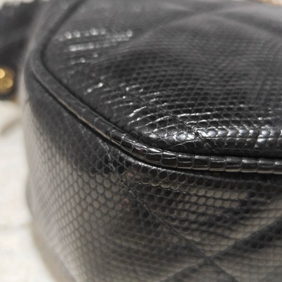 Chanel Vintage 香奈兒蜥蜴皮元寶包 卡標齊-13