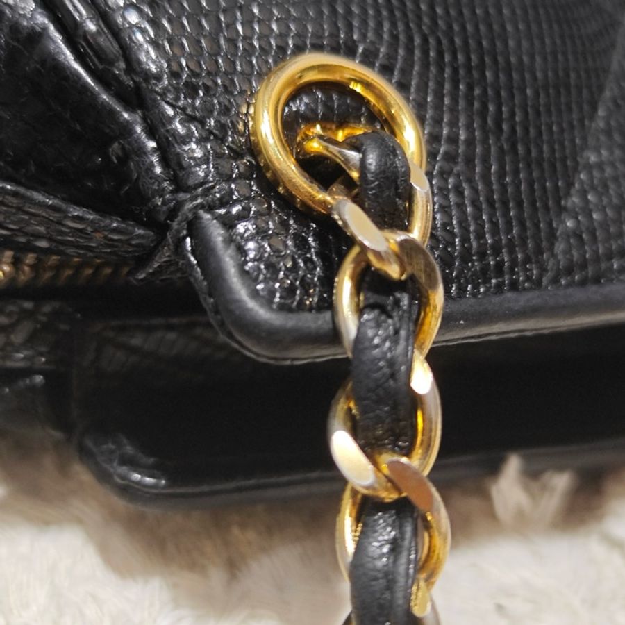 Chanel Vintage 香奈兒蜥蜴皮元寶包 卡標齊-19