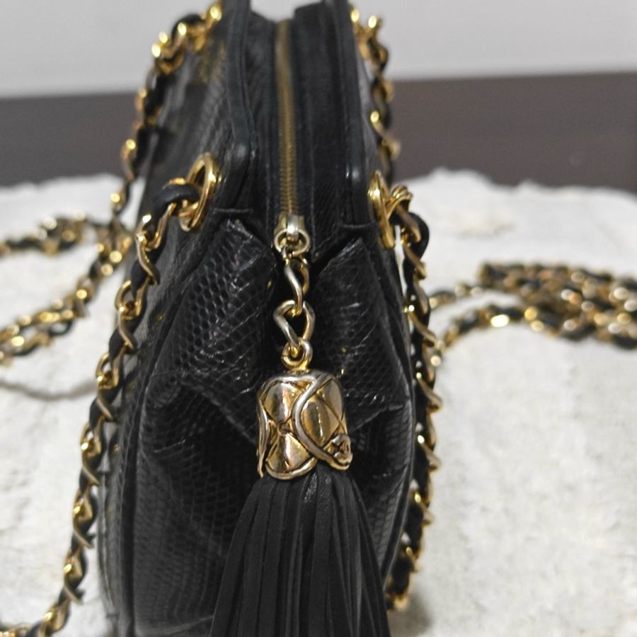 Chanel Vintage 香奈兒蜥蜴皮元寶包 卡標齊-25