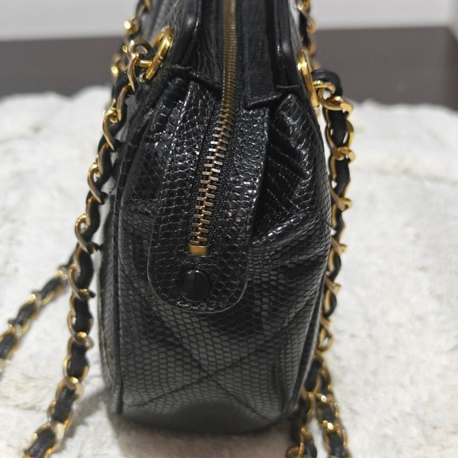 Chanel Vintage 香奈兒蜥蜴皮元寶包 卡標齊-26