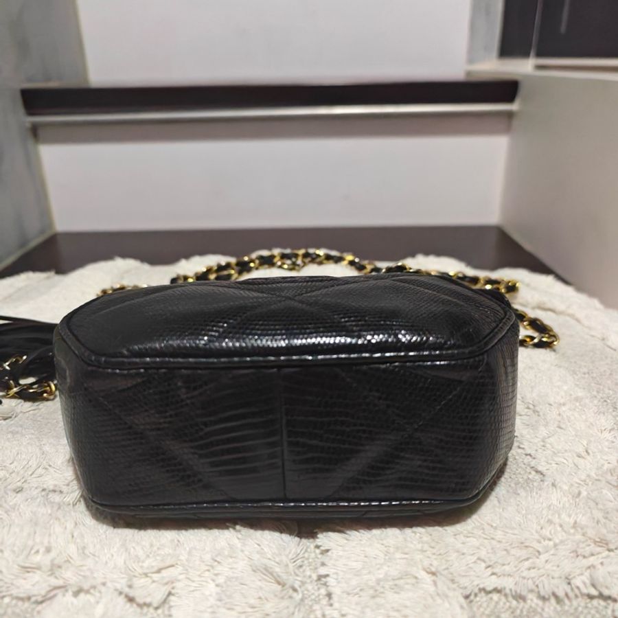 Chanel Vintage 香奈兒蜥蜴皮元寶包 卡標齊-28