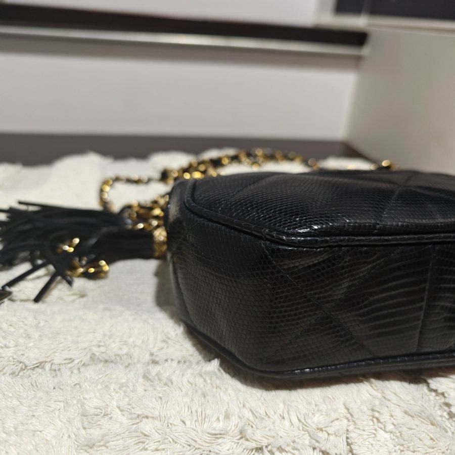 Chanel Vintage 香奈兒蜥蜴皮元寶包 卡標齊-29