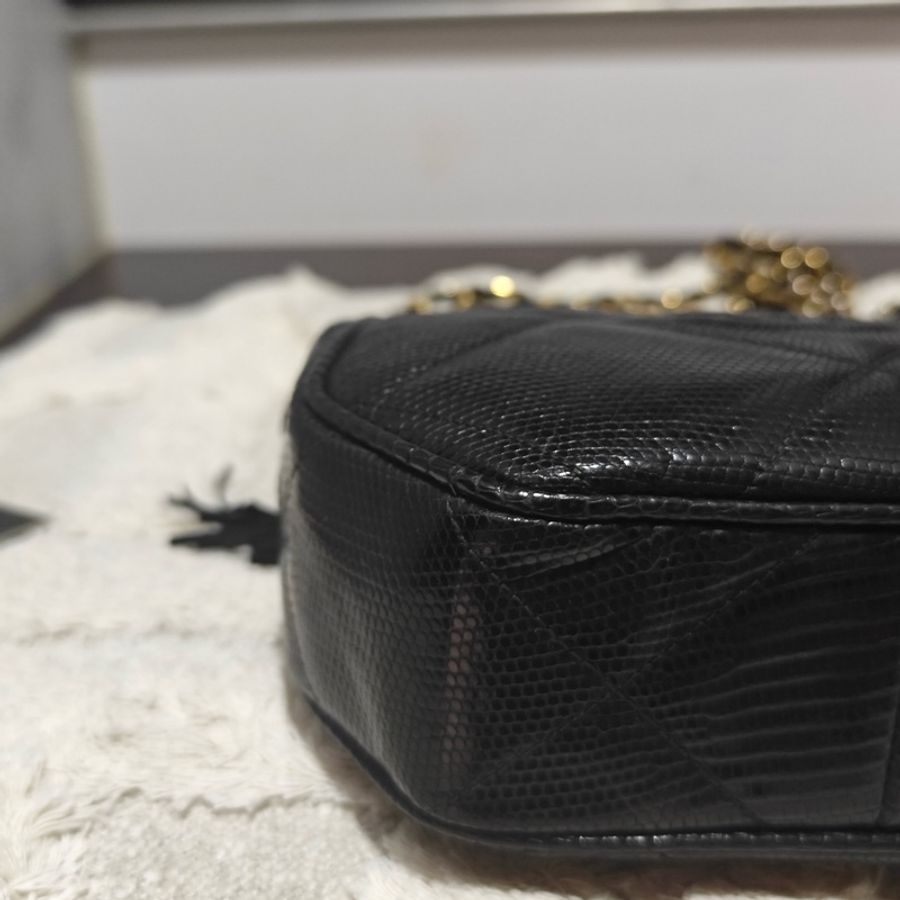 Chanel Vintage 香奈兒蜥蜴皮元寶包 卡標齊-34