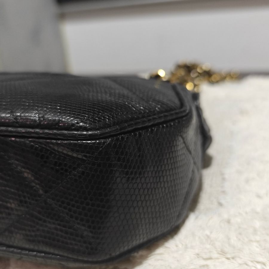 Chanel Vintage 香奈兒蜥蜴皮元寶包 卡標齊-35