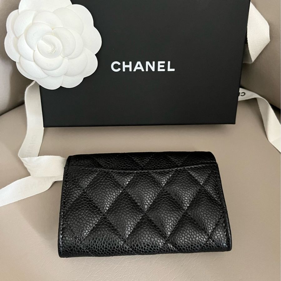 Chanel AP0214 黑荔枝皮金釦零錢包-3